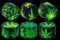 Preview: CNC Aluminium Grinder/Polinator, 50mm, 4-teilig, "Glow in the Dark - Leaf I (green)"